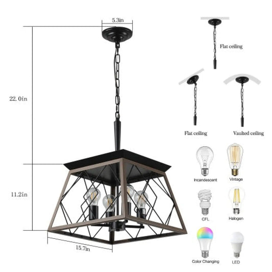 Hanging Lights for Kitchen Island in Rustic Iron Finish